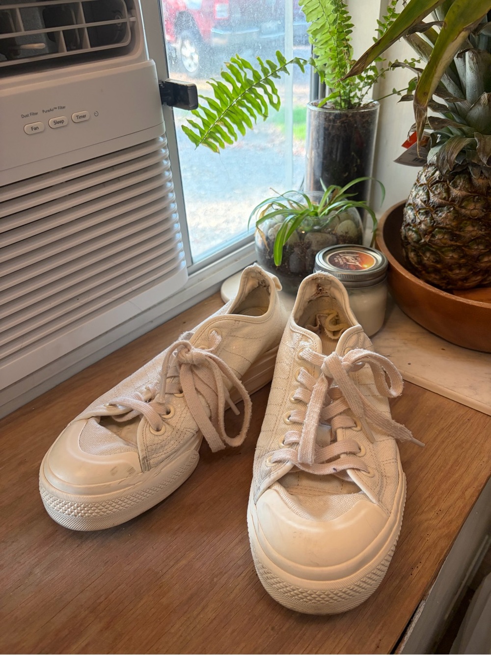 Casual Low-Top platform Addidas Canvas Sneakers - Cream